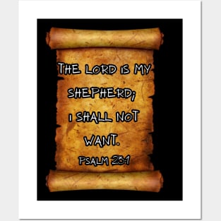 The Lord is my shepherd PSALM 23:1 ROLL SCROLL Posters and Art